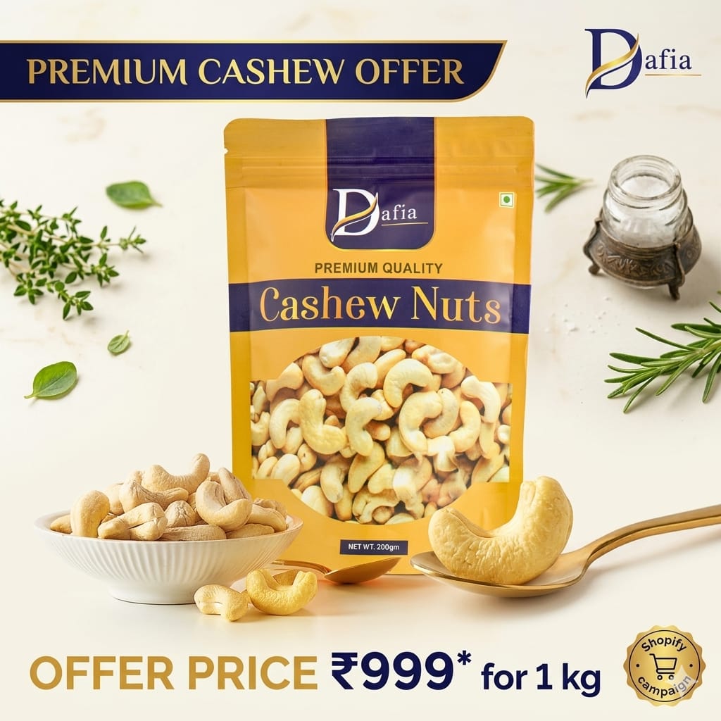 Dafia Whole Cashew Nuts 200gX5 (1 Kg)
